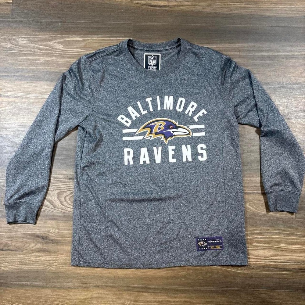 NFL Baltimore Ravens gray long sleeve shirt with white text , size L (14-16)